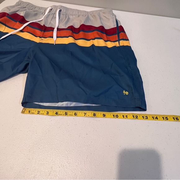 Tipsy Elves Retro Summer Swim Trunks Multicolor Gray Blue Stripe Mens Size 3XL - Picture 10 of 13